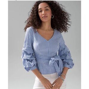 White house black market stripe top size 14 NWT side zip